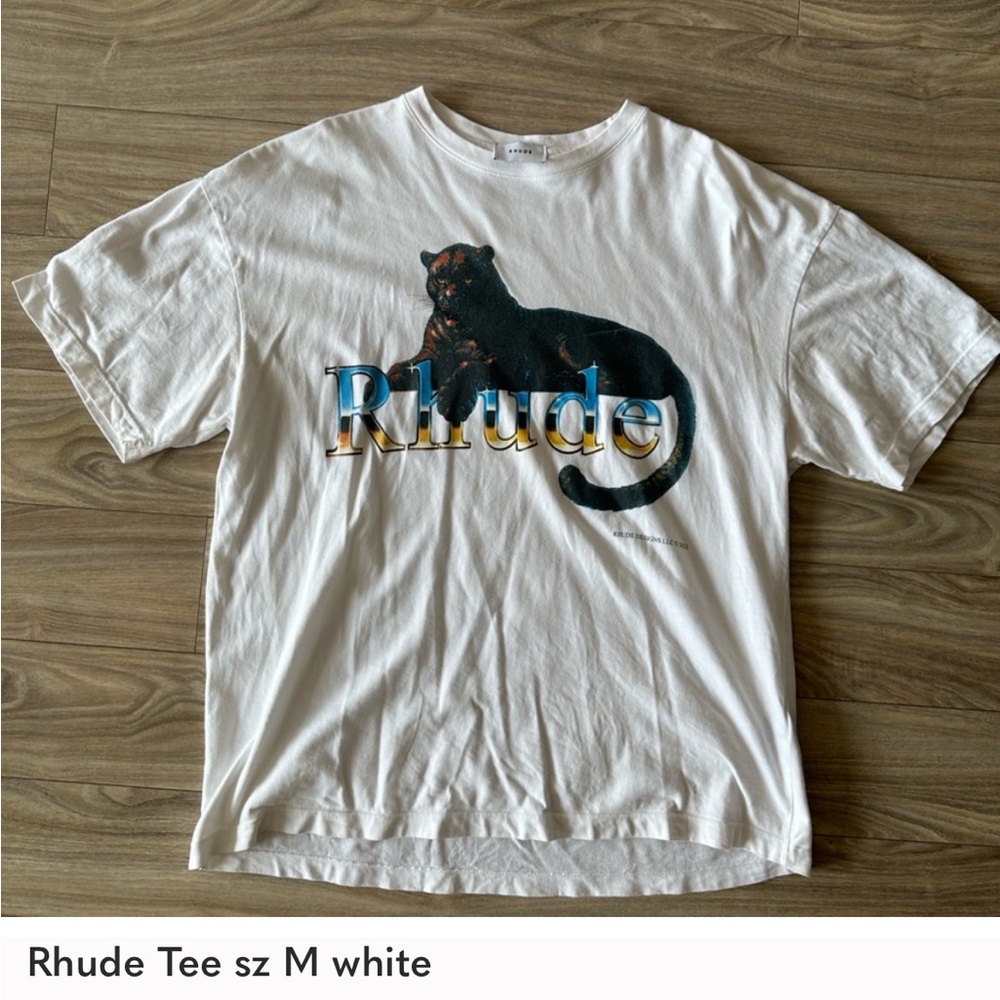 Rhude White Tee with Panther Graphic